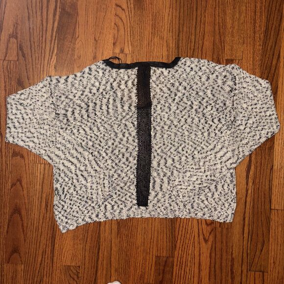 GUESS Black & White Knit Sheer Panel Sweater Size M - Picture 2 of 5